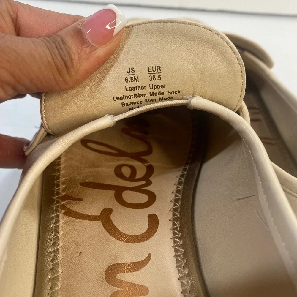 Sam Edelman Loraine Bit Loafers Women 6.5 Ivory Leather‎ Gold Hardware Classic